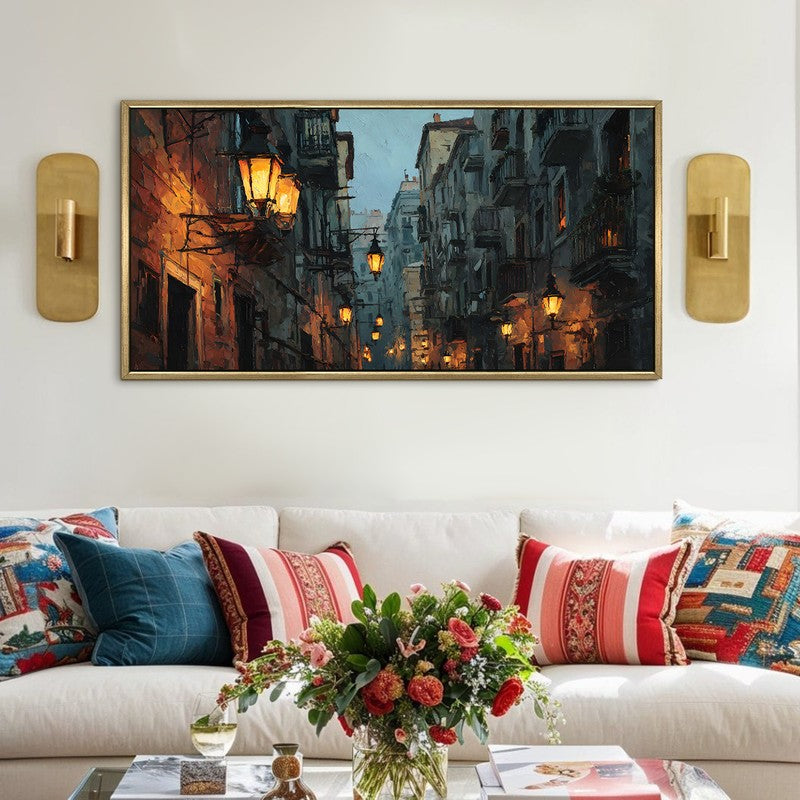 Lanterned Way Canvas Wall Painting With Frame