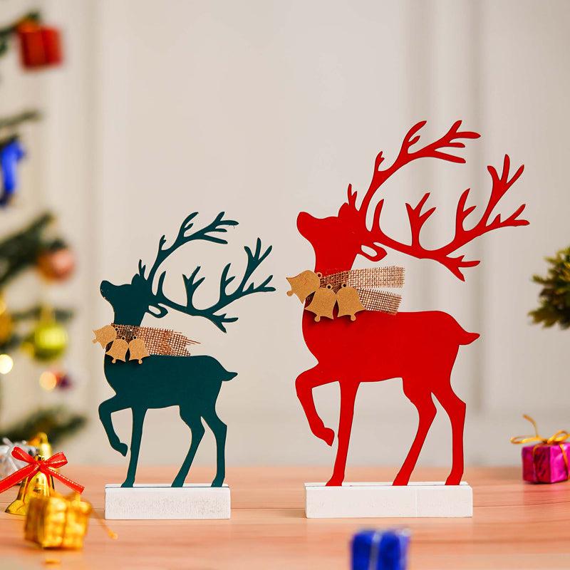 Blizten & Rudolph Wood Christmas Tea Light Holder - Green & Red media 5