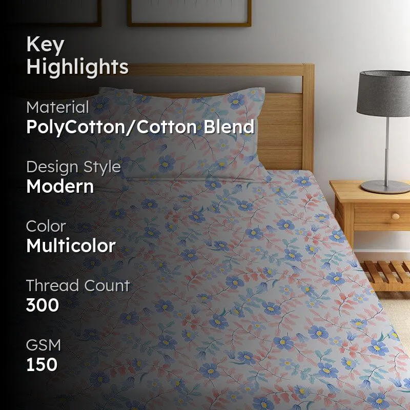 Flowery Mist Bedsheet - 150 GSM media 2