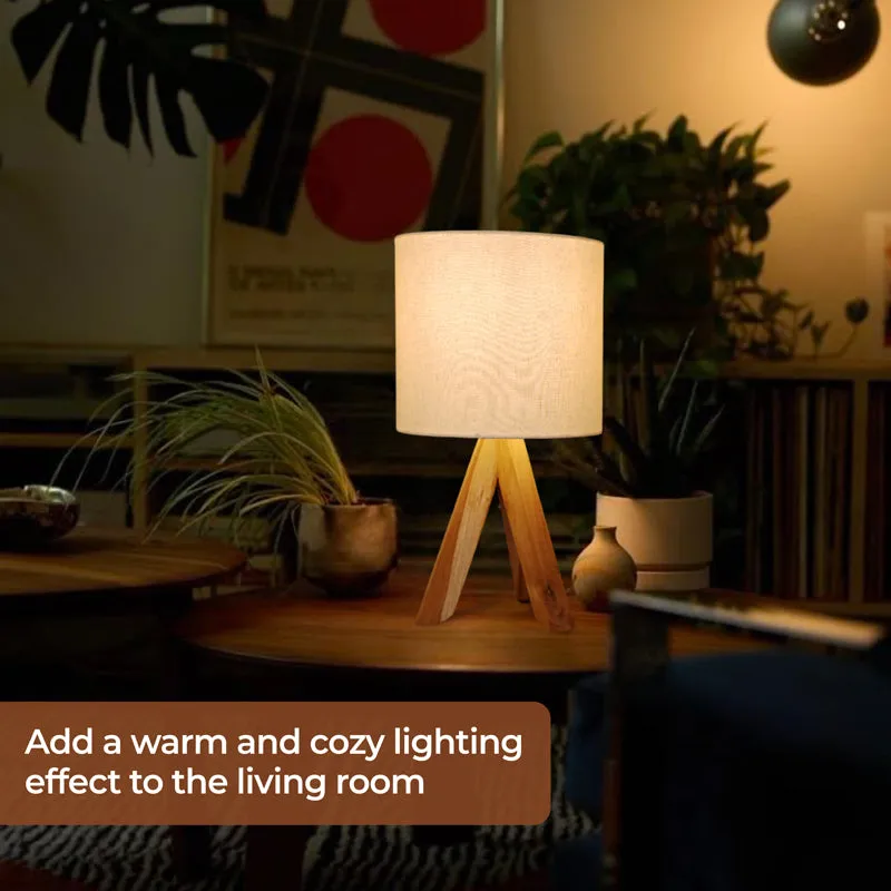PixelHalo Boho Cotton Table Lamp - OffWhite,Brown media 4