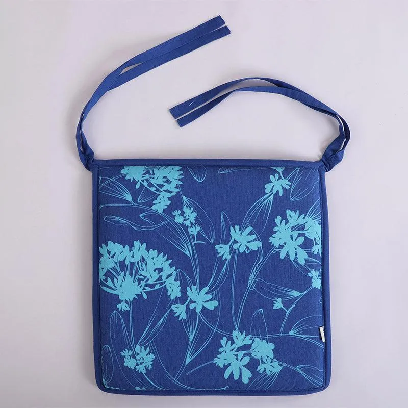 Spring Garden Floral Chair Pad (Blue) - Set Of Two media 4