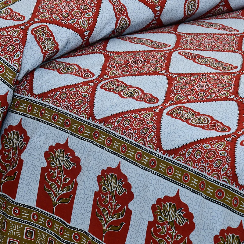 Apeksha Ethnic Cotton Bedsheet (Maroon) - 160 TC media 3