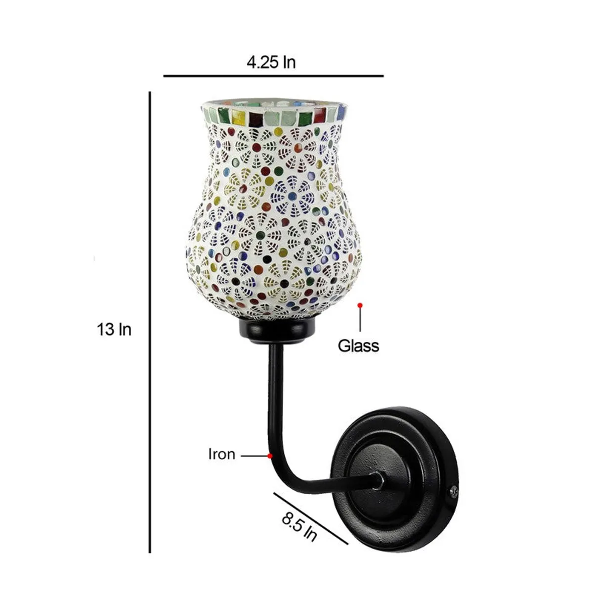Artisan Mosaic Arc Glass Wall Lamp - 11