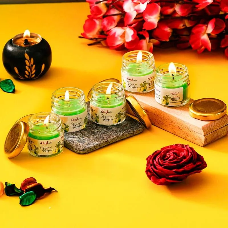 Vespera Green Apple Scented Candle - Set Of Five media 3