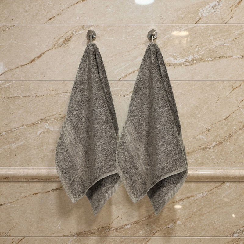 PlushAura Cotton Hand Towel (Brown) - Set Of Two media 3