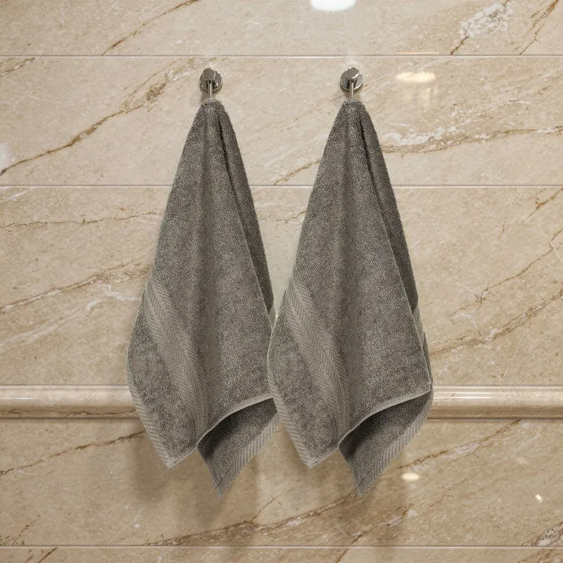 PlushAura Cotton Hand Towel (Brown) - Set Of Two media 3