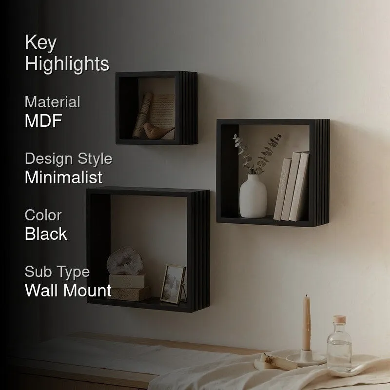 Rustic Reverie Wall Shelf - Black - Set Of Three media 2