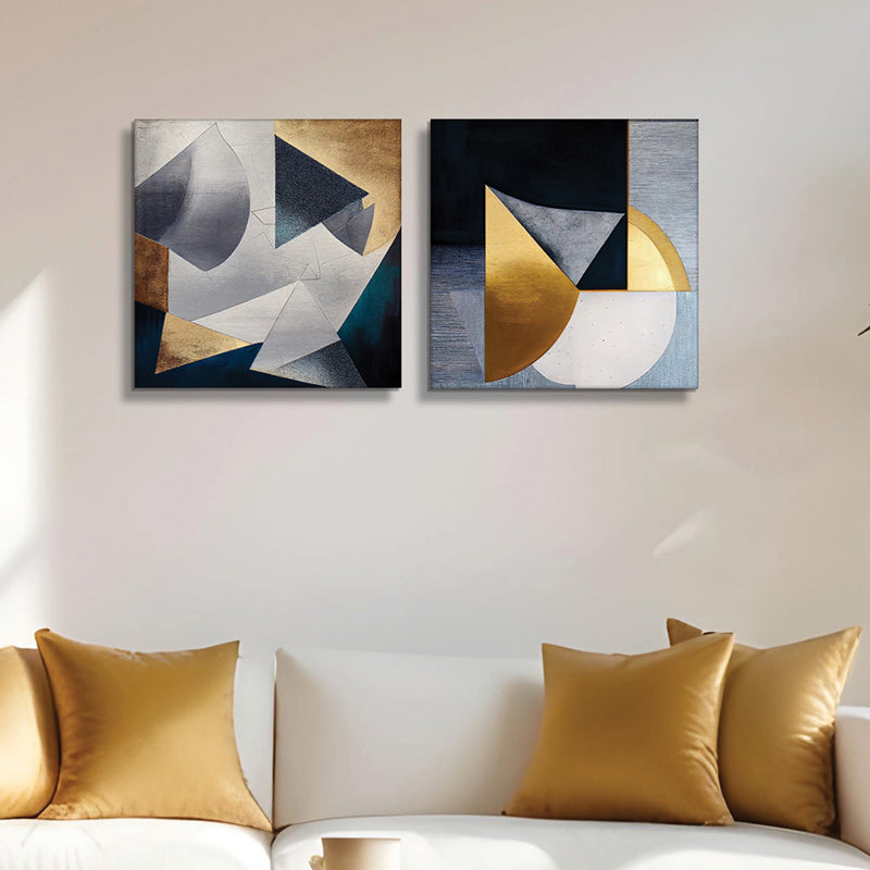 Midnight Fractals Canvas Wall Painting - Set Of Two