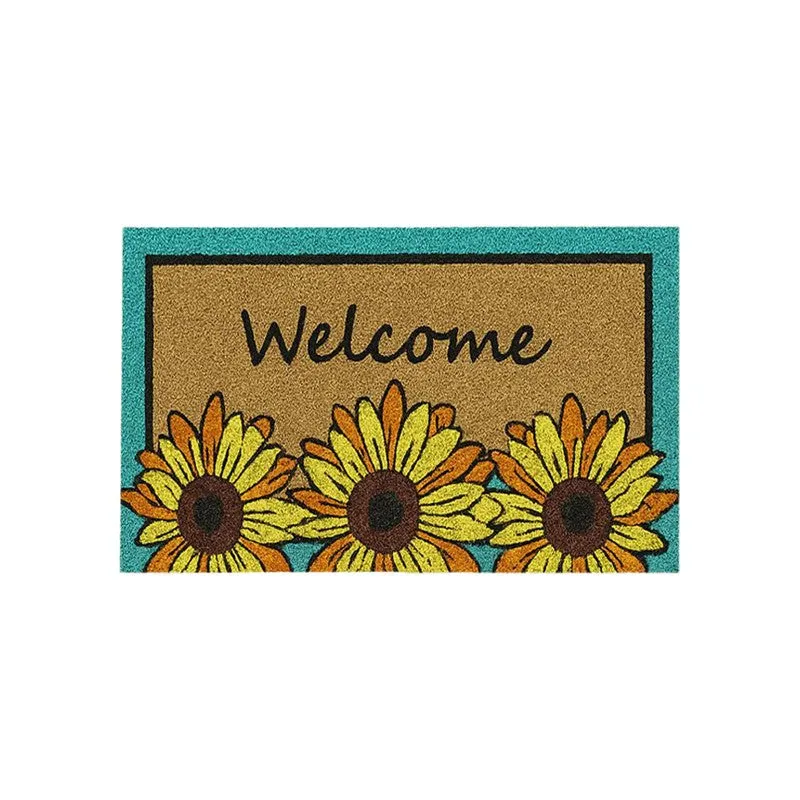 Yellow Bloom Coir Door Mats - Brown media 4