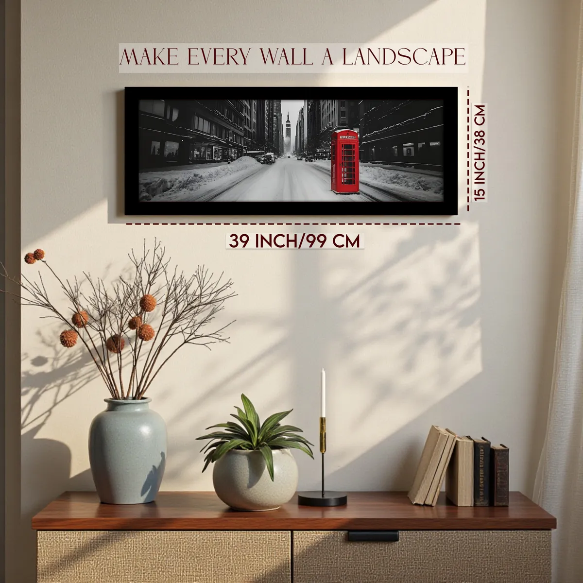 Scarlex Iconic Red Telephone Booth Wall Painting With Frame media 2