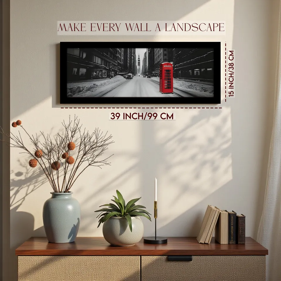 Scarlex Iconic Red Telephone Booth Wall Painting With Frame media 2