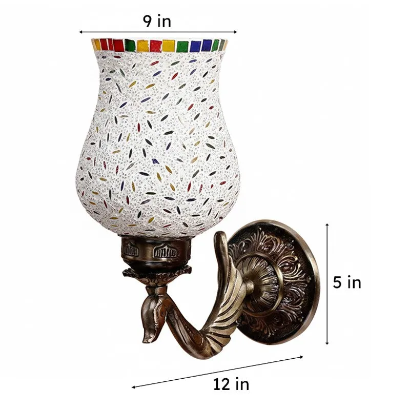Nira Retro Mosaic Glass & Metal Wall Lamp media 6