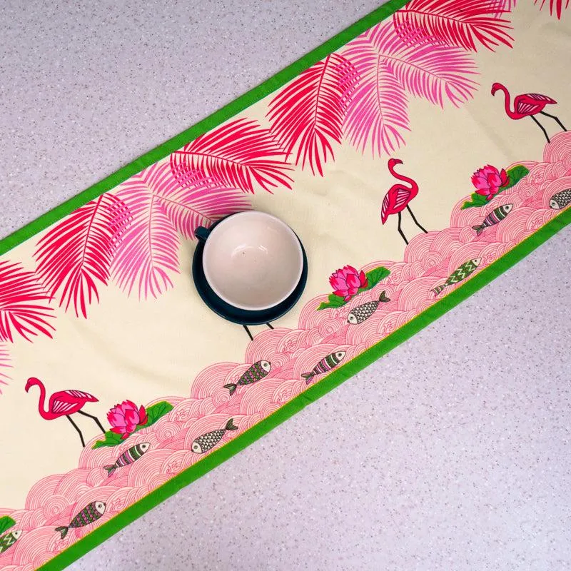 Pink Oasis Poly Canvas Table Runner media 3