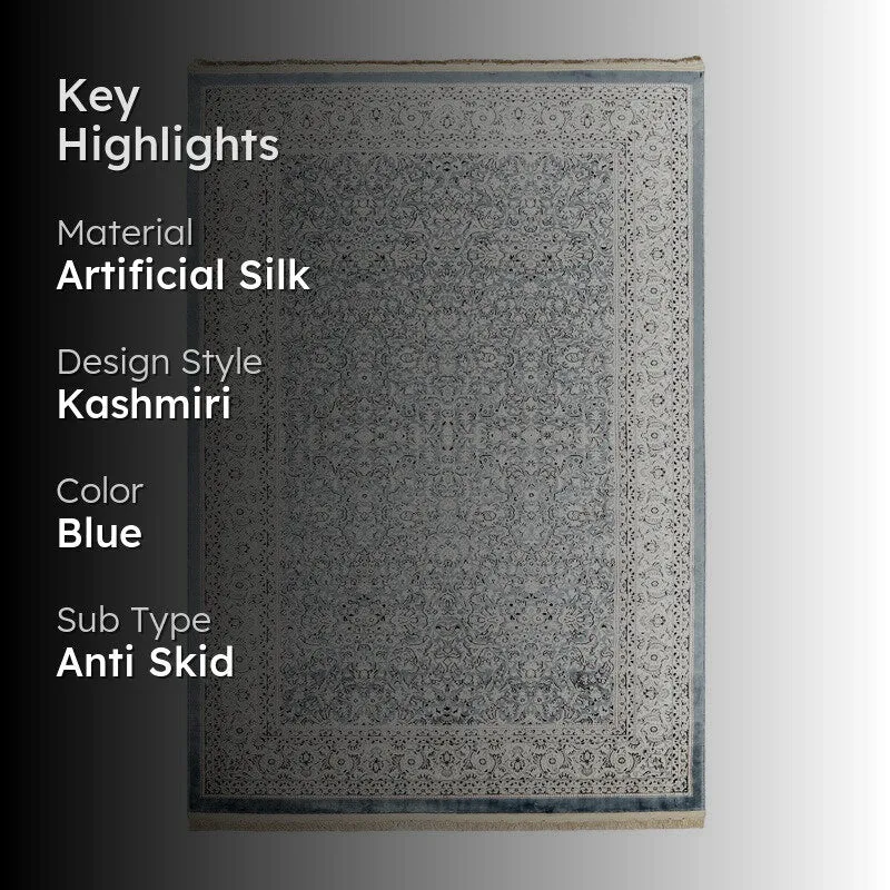 Kashira Art Silk Carpet - Light Blue media 2
