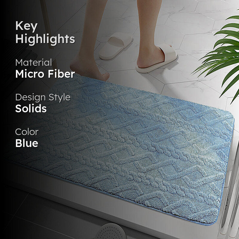 Interlocked Steps Microfiber Bath Mat - Blue media 2