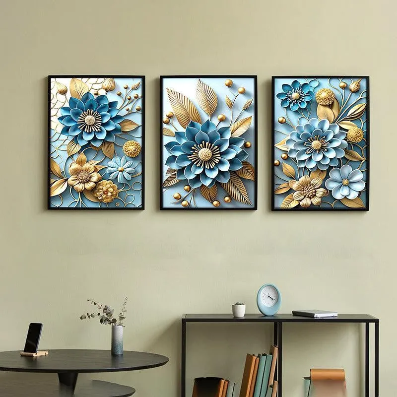 Elysian Blooms Wall Art With Frame - Set Of Three media 4