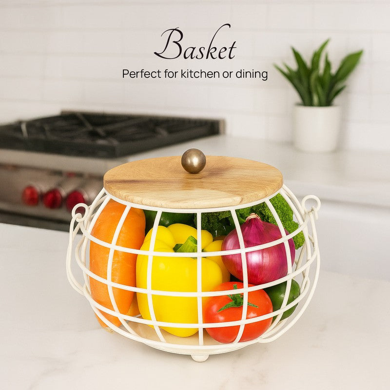 Pot Luck Basket With Lid - White media 3
