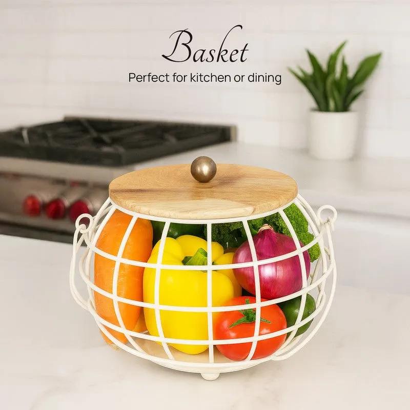 Pot Luck Basket With Lid - White media 3