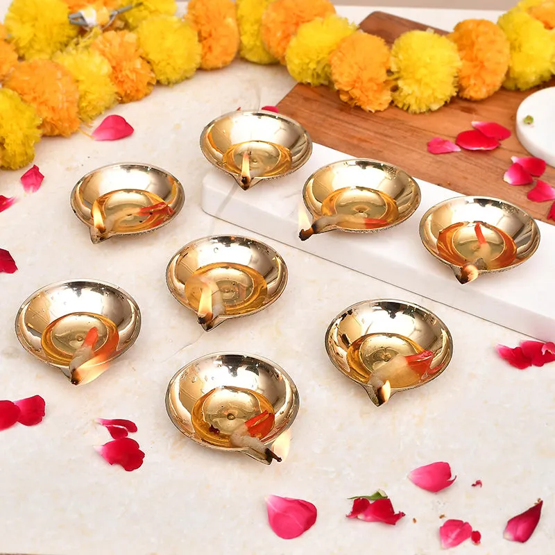 Makar Brass Diya - Set Of Eight media 1