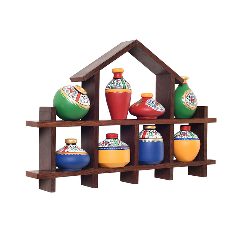Pari Ghar Warli Terracotta & Wood Wall Accent - Nine Piece Set media 4