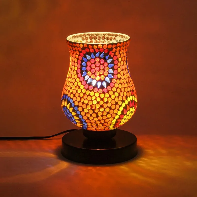 Emberune Mosaic Glass Table Lamp With Wooden Base - Multicolor media 5