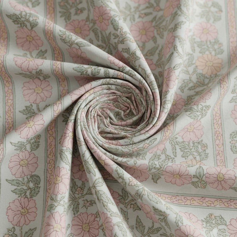 Niagra Floral Cotton Bedsheet (Peach) - 144 TC media 5