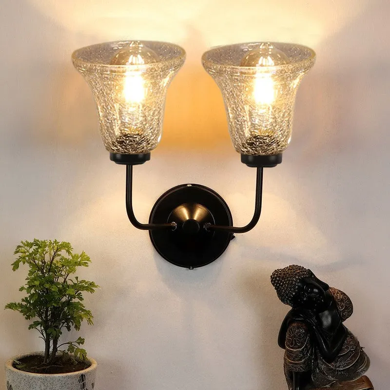 Crystal Flare Tiwn Shade Glass Wall Lamp media 6