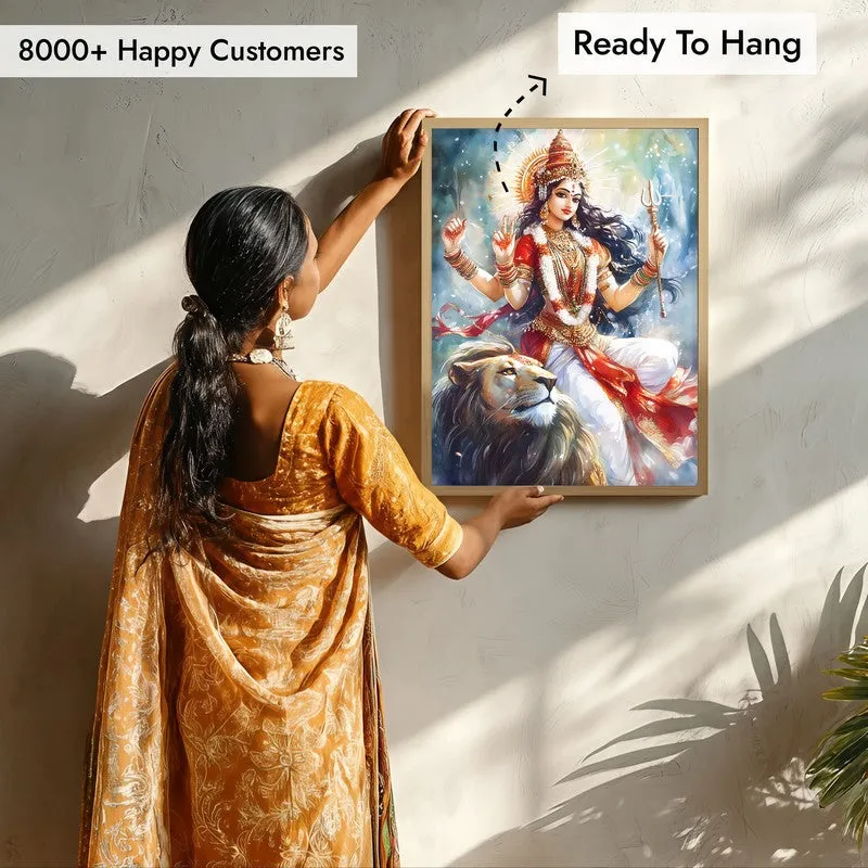 Radhe Gopalam Spiritual Archival Paper Wall Painting - Natural Brown Frame media 7