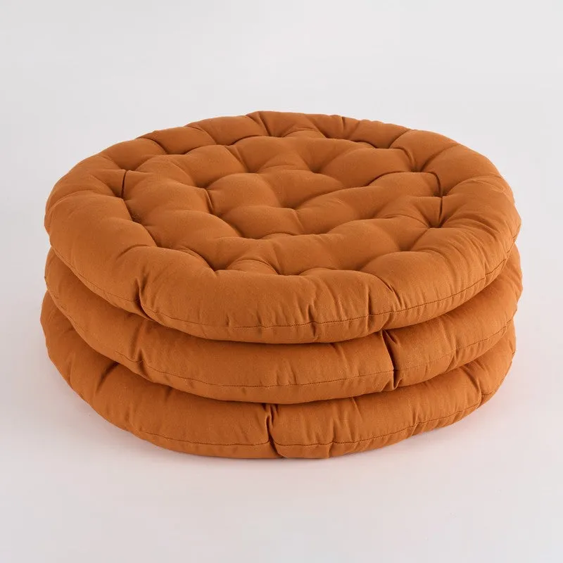 Fluffpod Solid Cotton Floor Cushion (Brown) - Set Of Three media 3