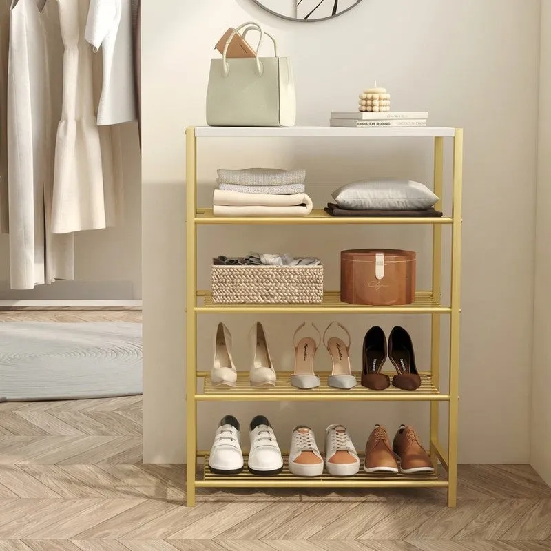 Utility Metal Shoe Rack - Gold media 3