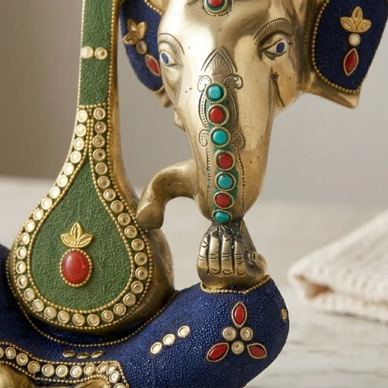 Ganesha With Veena Brass Idol media 3