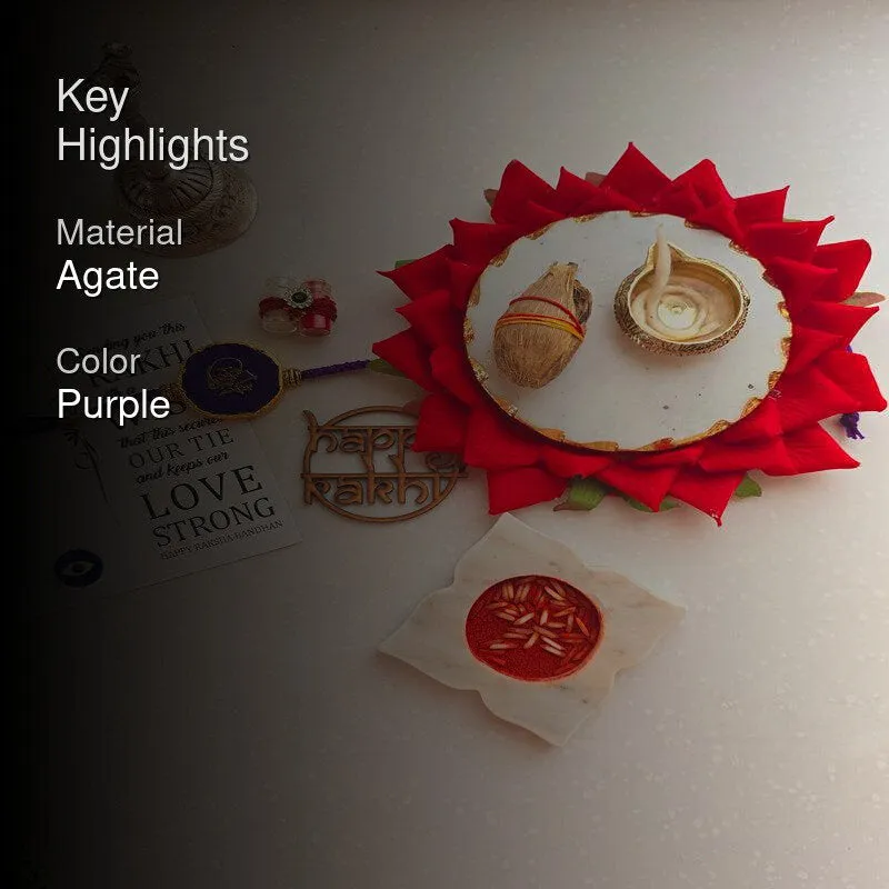 Guru Ji Purple Agate Rakhi Gift Set media 2
