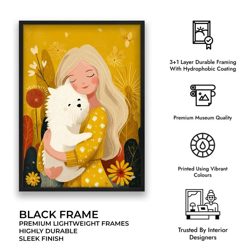 Golden Snuggle Canvas Wall Painting - Black Frame media 9