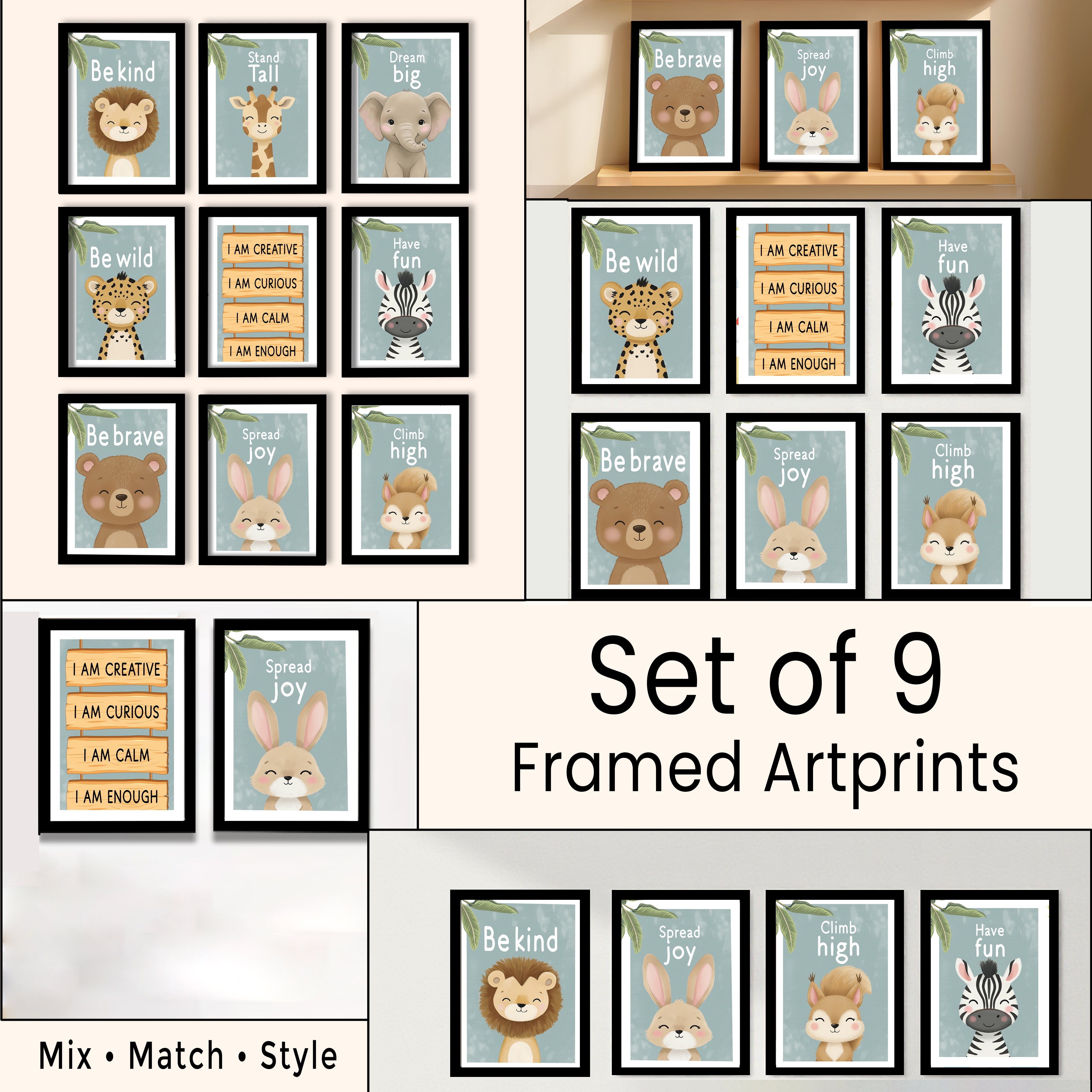 Joylet Animal Quote Wall Art With Frame - Set Of Nine media 4