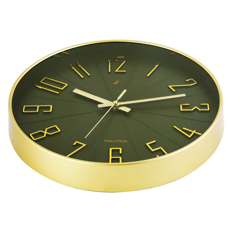Caldre Analog Wall Clock - Green & Gold media 4
