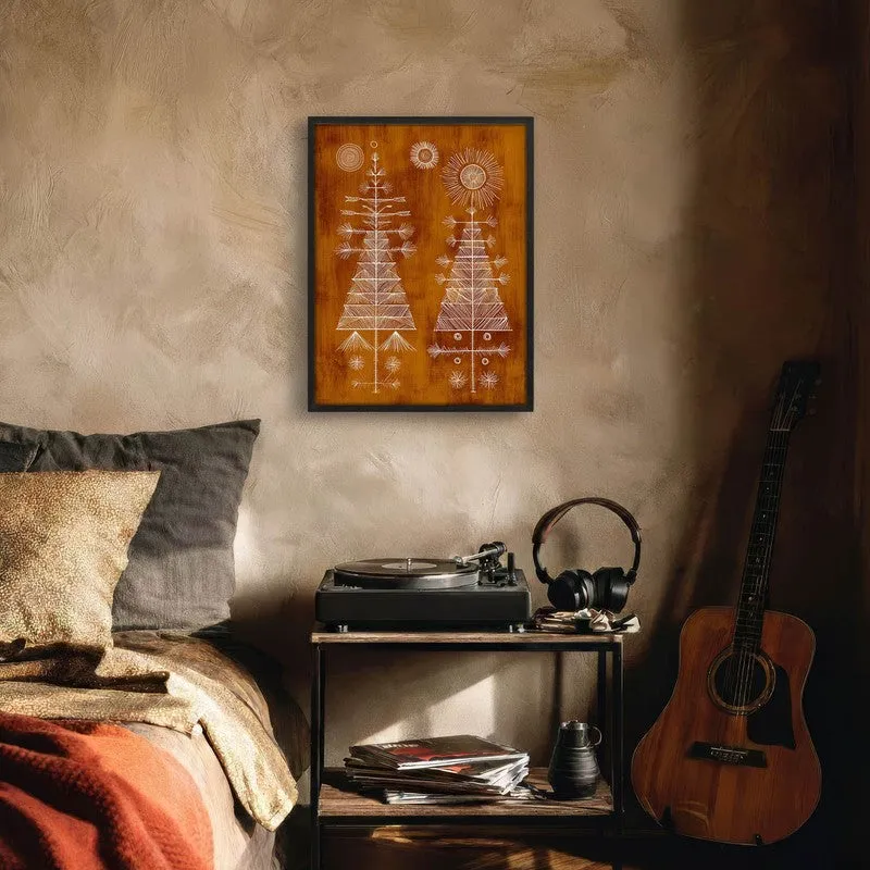 FolkHaven Warli Inspired Canvas Wall Painting With Black Frame media 7
