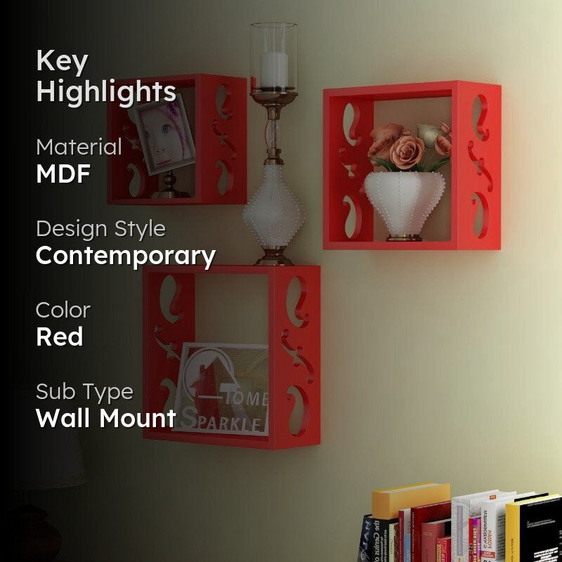Tenby Floating Wall Shelf (Red) - Set Of Three media 2