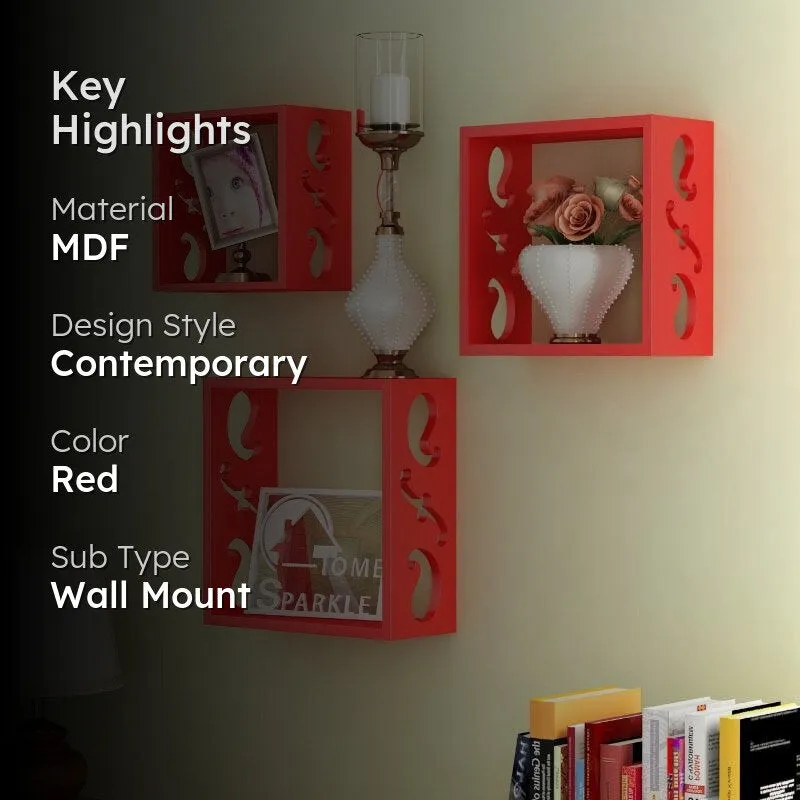 Tenby Floating Wall Shelf (Red) - Set Of Three media 2