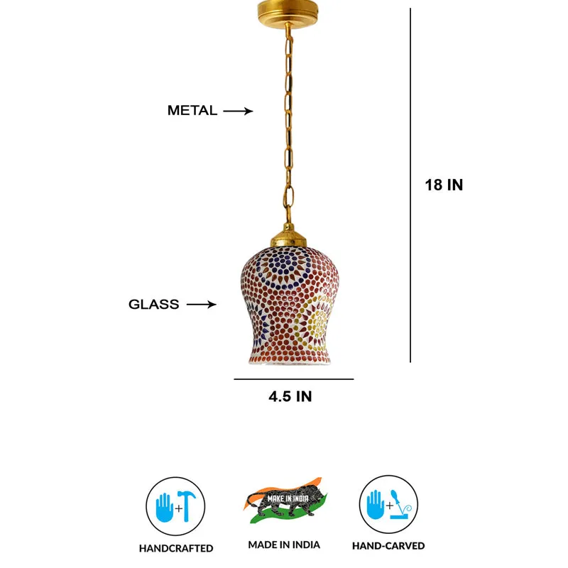 Vibrant Mosaic Glass Ceiling Lamp media 7