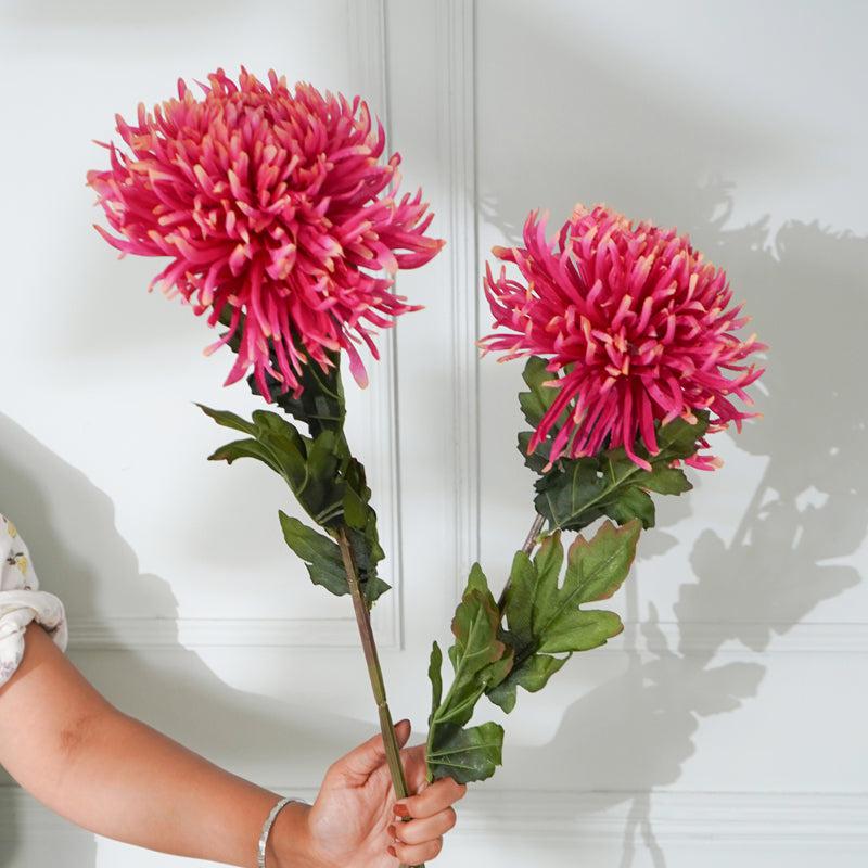 Faux Dark Pink Chrysanthemum Flower Stick (32 CM) - Set Of Two media 3