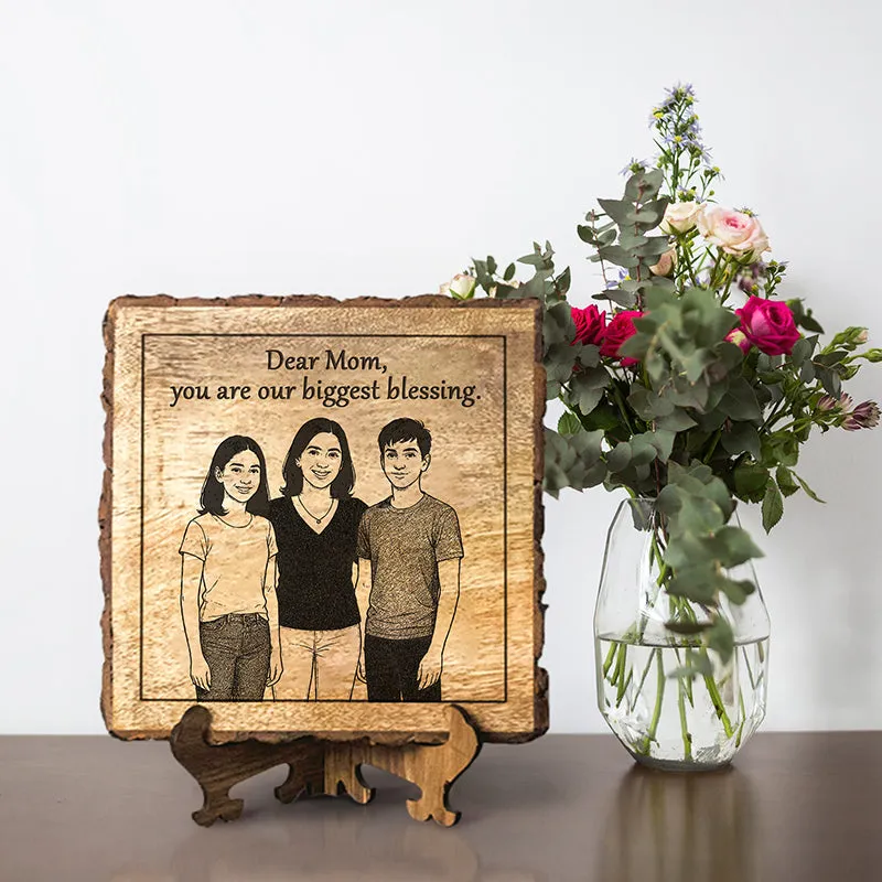 Mom: Our Biggest Blessing Wood Showpiece - Square media 1
