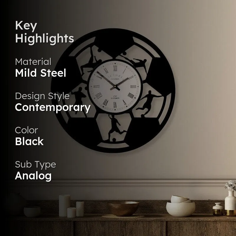 Stellaro Steel Analog Wall Clock - Black media 2