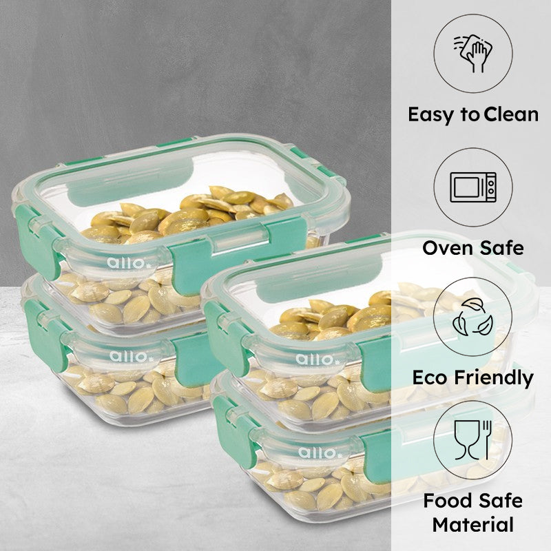 Zentro Leak Proof Glass Lunch Box (185 mL Each) - Set Of Four
