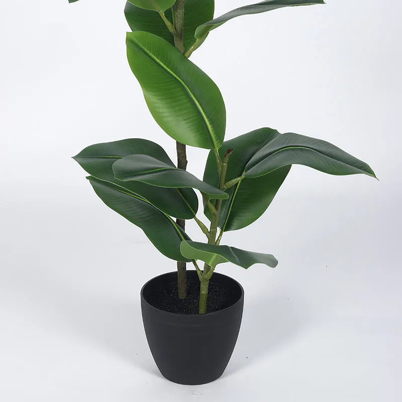 Leafis Artificial Rubber Plant With Black Plastic Pot - 4 Feet media 5