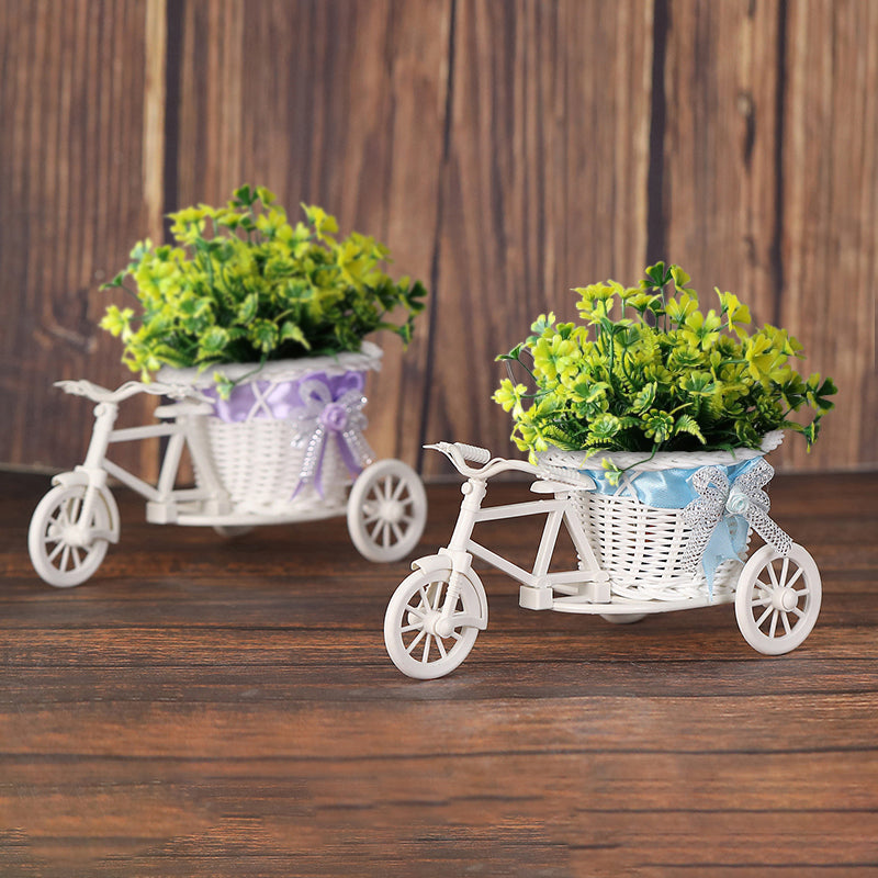Faux Yellow Plant On Tiny Cycle Rikshaw - Set of Two