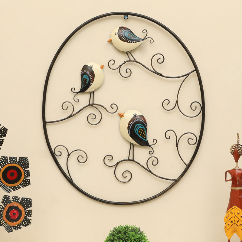 Triad Of WIngs Metal & Ceramic Wall Accent