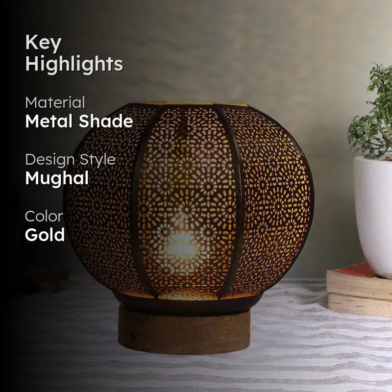 Marya Round Etched Metal Table Lamp - Gold media 2