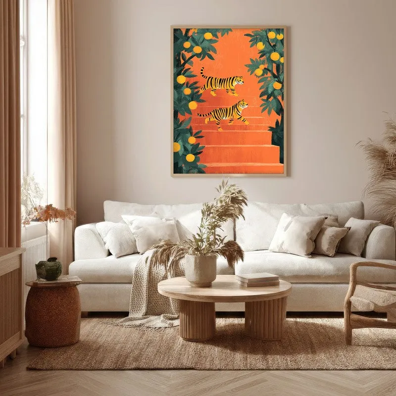 Tigris Canvas Wall Painting With Brown Frame media 5