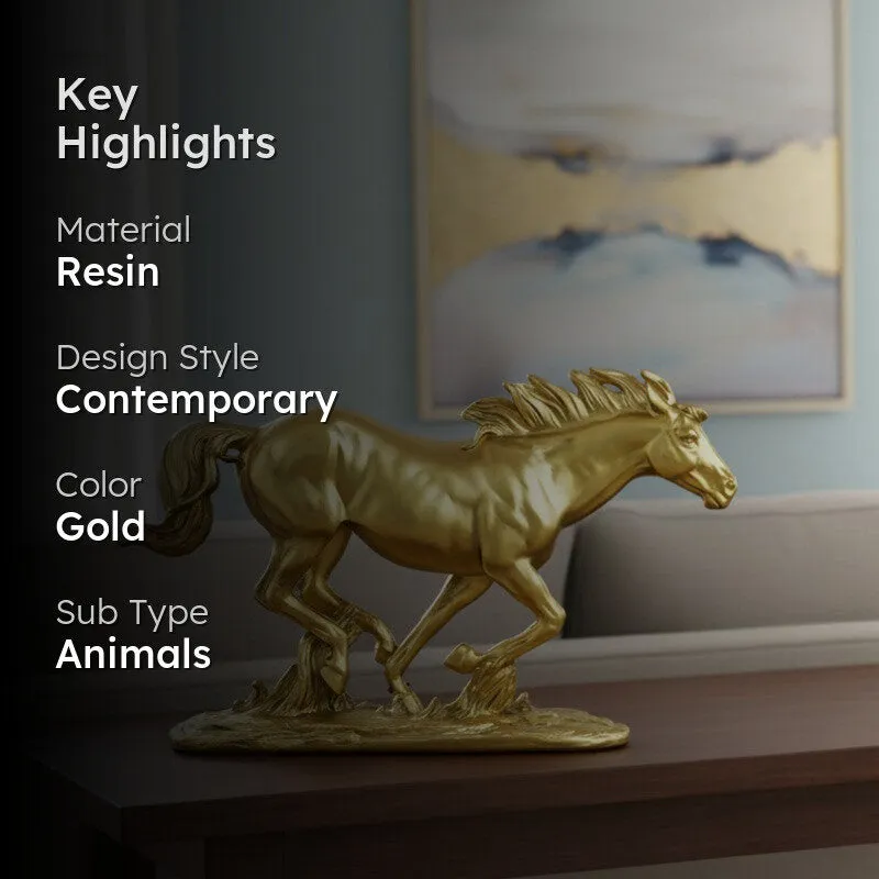 Running Horse Figurine Showpieces - Gold media 2