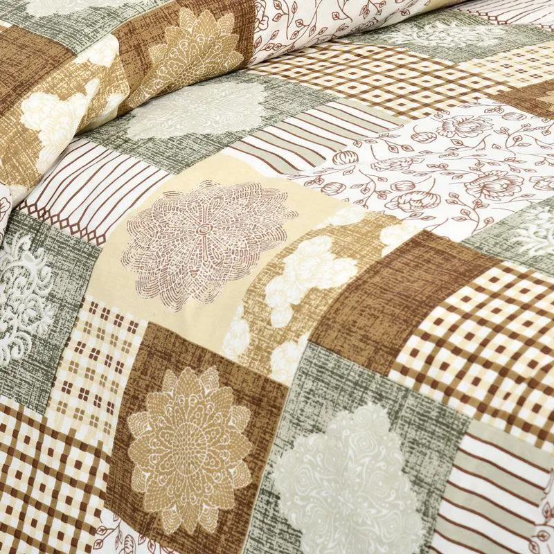Aankhen Ethnic Cotton Bedsheet (Brown,White) - 160 TC media 3